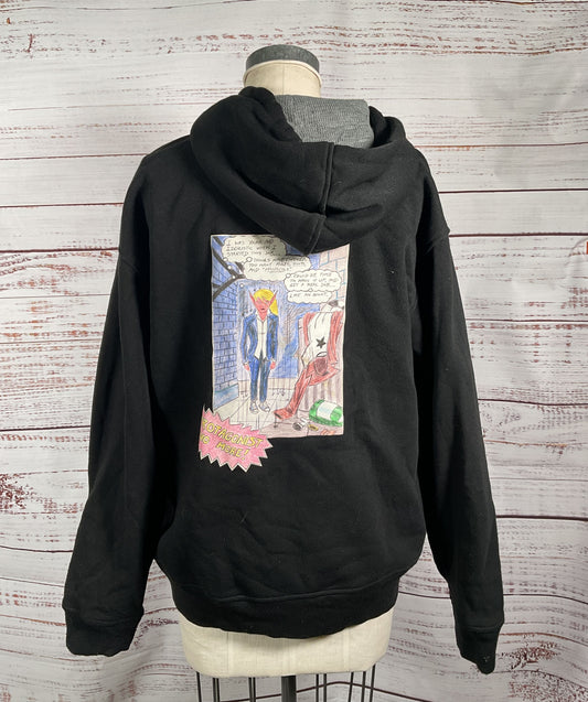 Brooklyn Express Cartoon Graphic Hoodie Black L