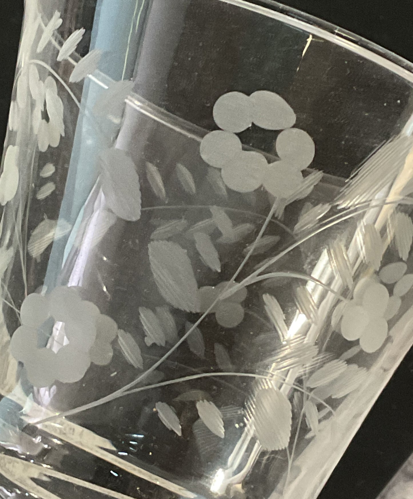 Libbey Rock Vintage Etched Sharpe Glass Goblets Lot of 4