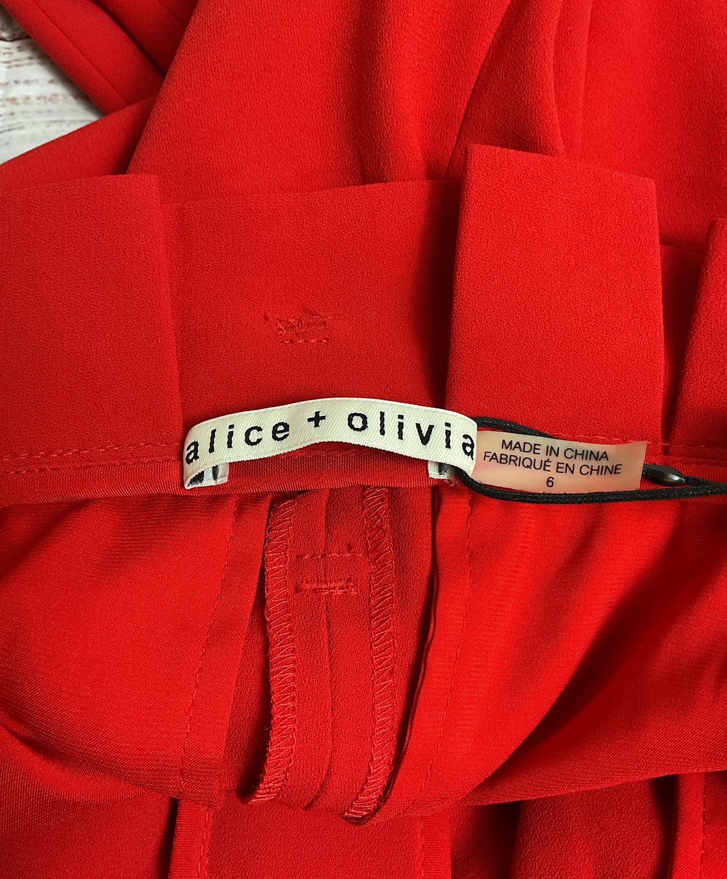 Alice + Olivia by Stacey Bendet Red Wide Leg Paper Bag Waist Pants - Size 6 NWT