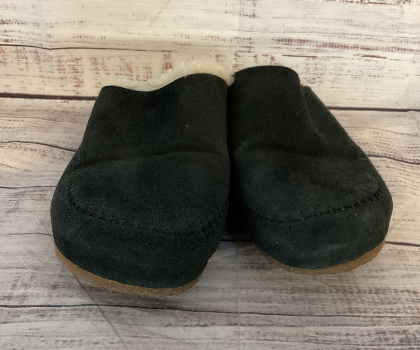 Jenni Kayne Suede Leather Shearling Lined Mules Black 6.5