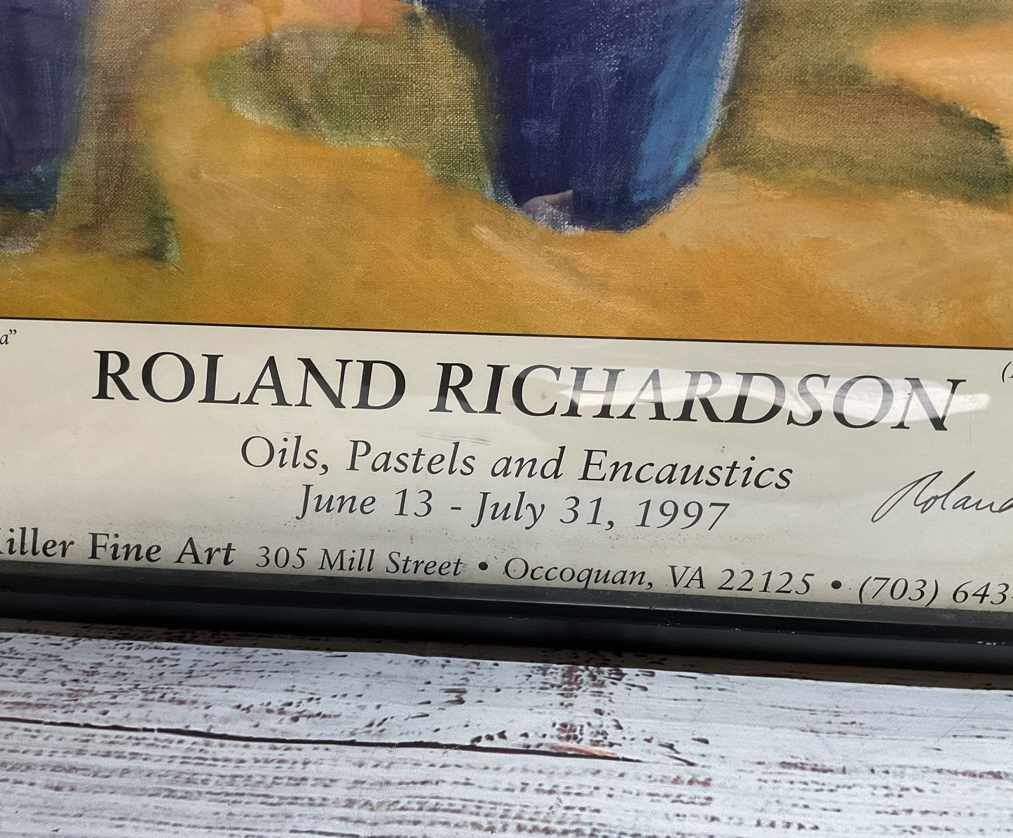 Roland Richardson Exhibition Sunflowers & Hydrangeas Poster Framed