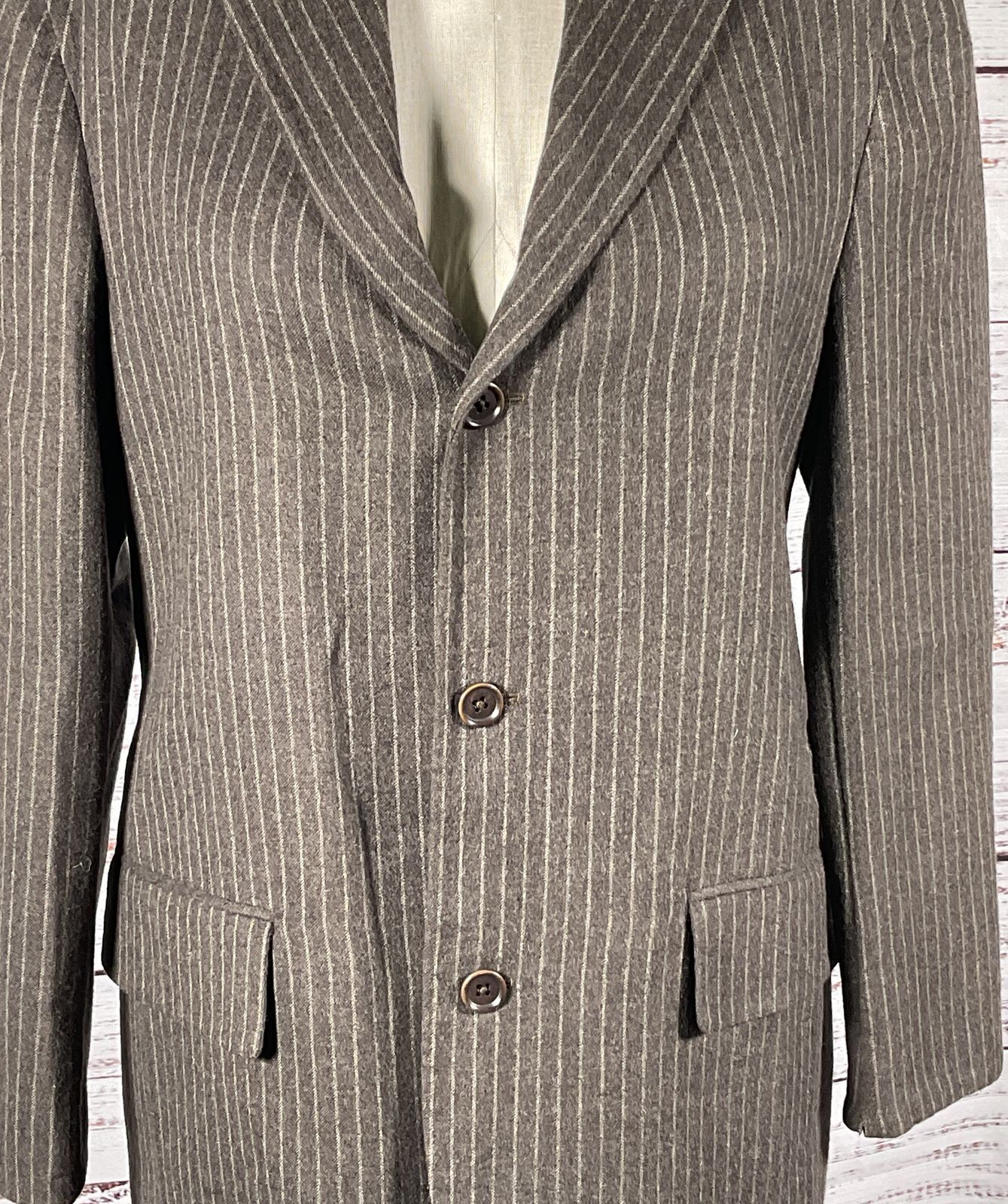 John Varvatos Striped Wool Jacket Brown 48R