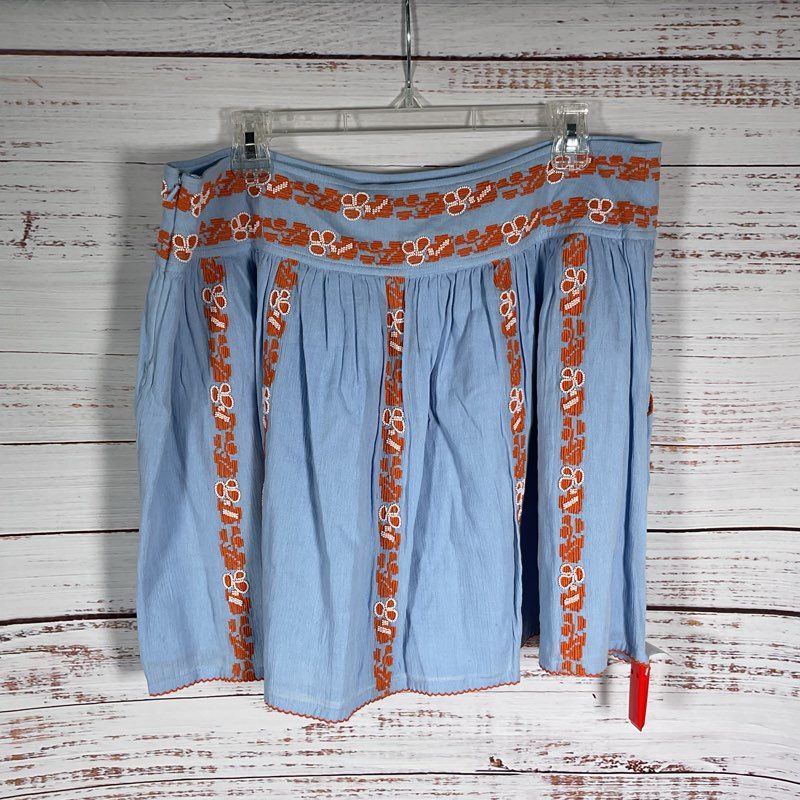 NWT Tory Burch Blue & Orange Beaded Silverlake Alexandria Mini Skirt - Size 14
