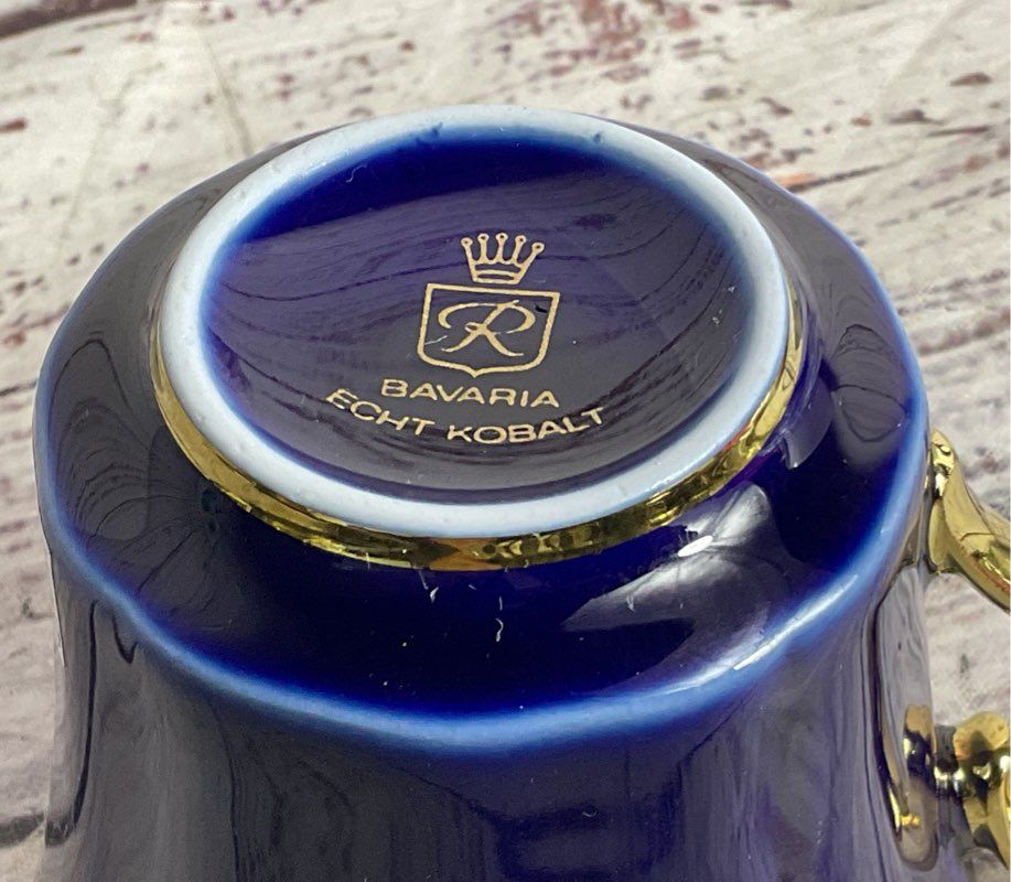Bareuther Waldsassen Echt Vintage 22K Gold Germany Tea Cup Cobalt
