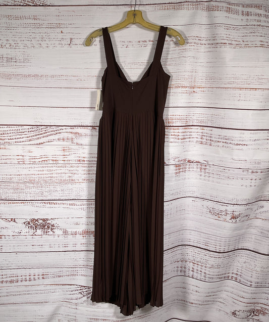 Vince Sleeveless Pleated Jumpsuit Walnut 0