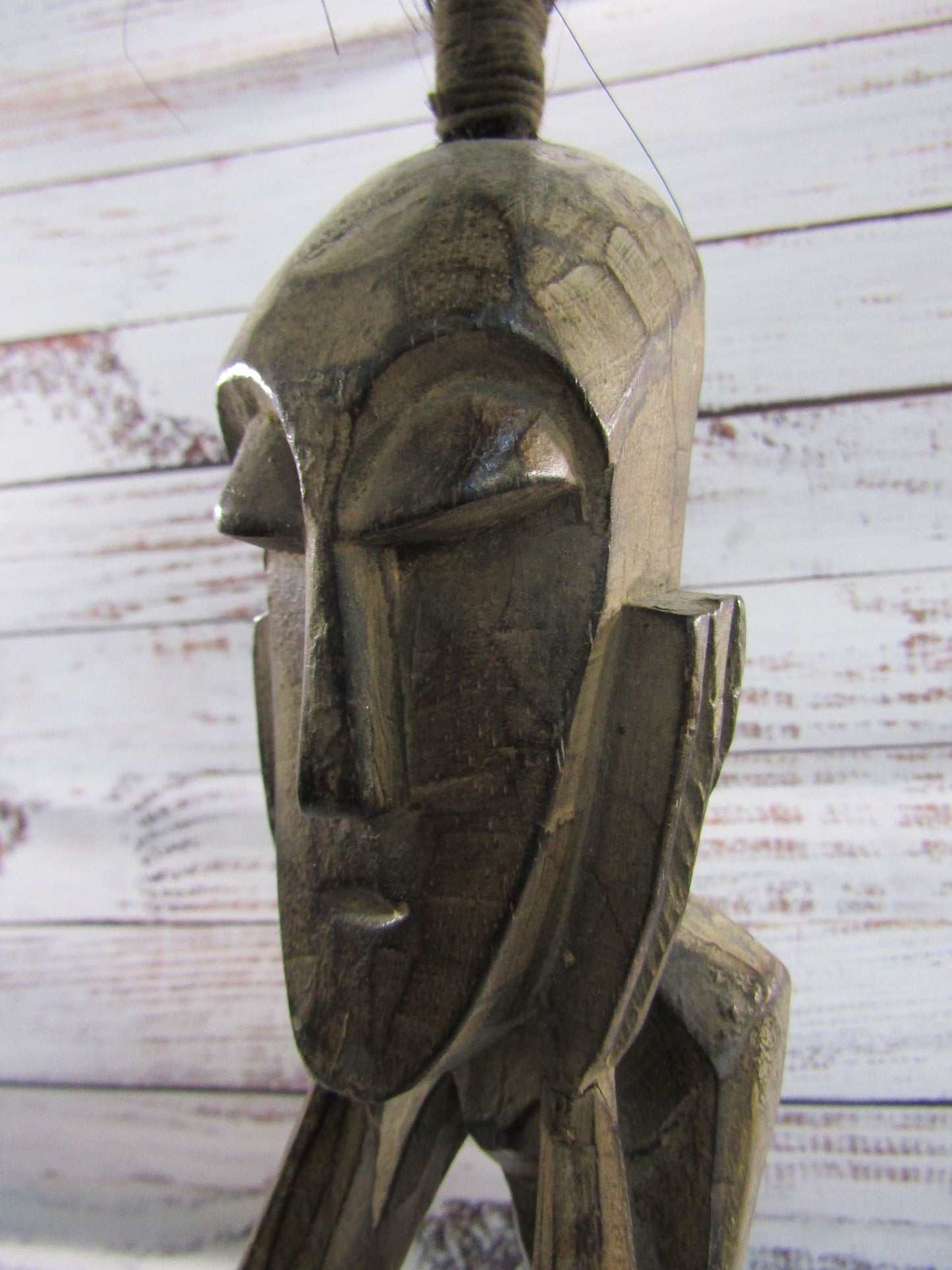 Vintage Hand Carved Wooden African Sculpture Figurine