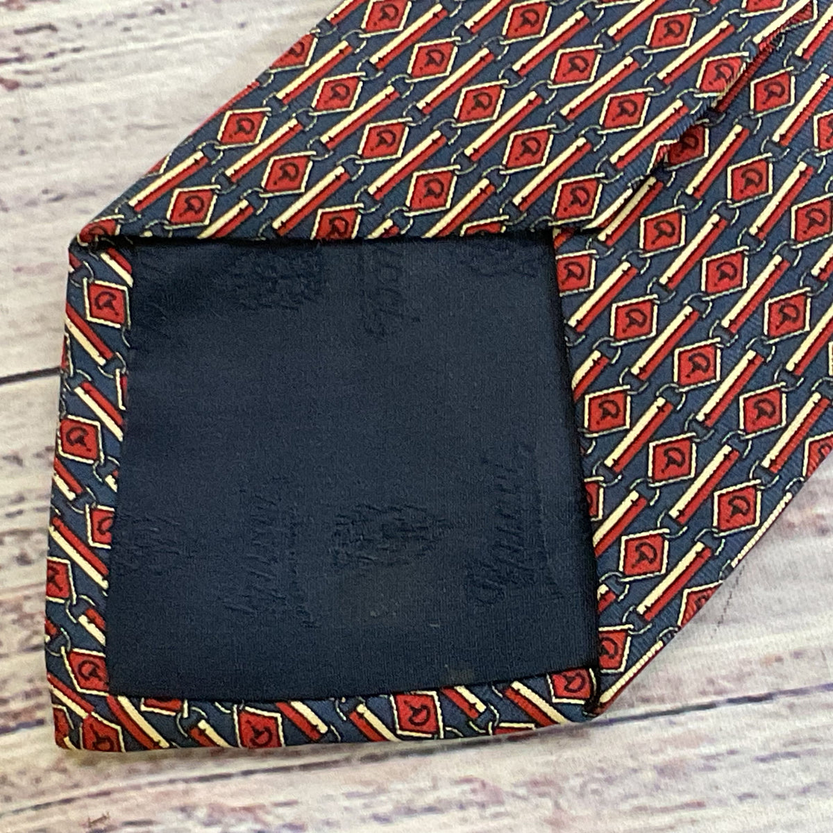 GUCCI Men's Navy Blue/Red 3.25" Wide Tie- 60"