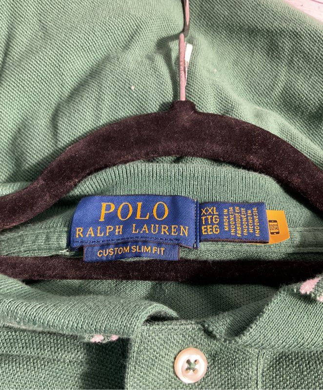 Ralph Lauren Men's Custom Slim Fit Polo Bear Mesh Polo Shirt Green-Size XXL