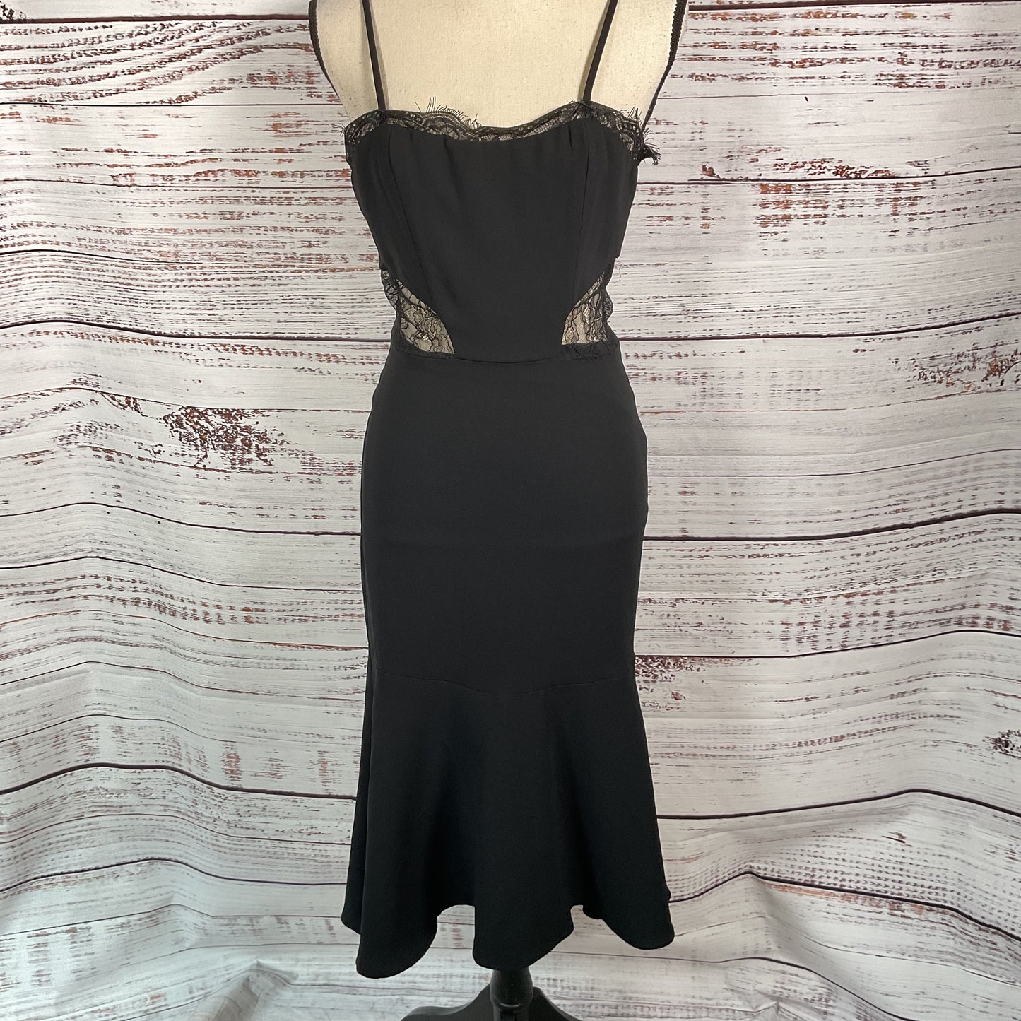 Karina Grimaldi Black Lace Bodycon Back Zip Dress - Size XS B:15.5" W:"12 New