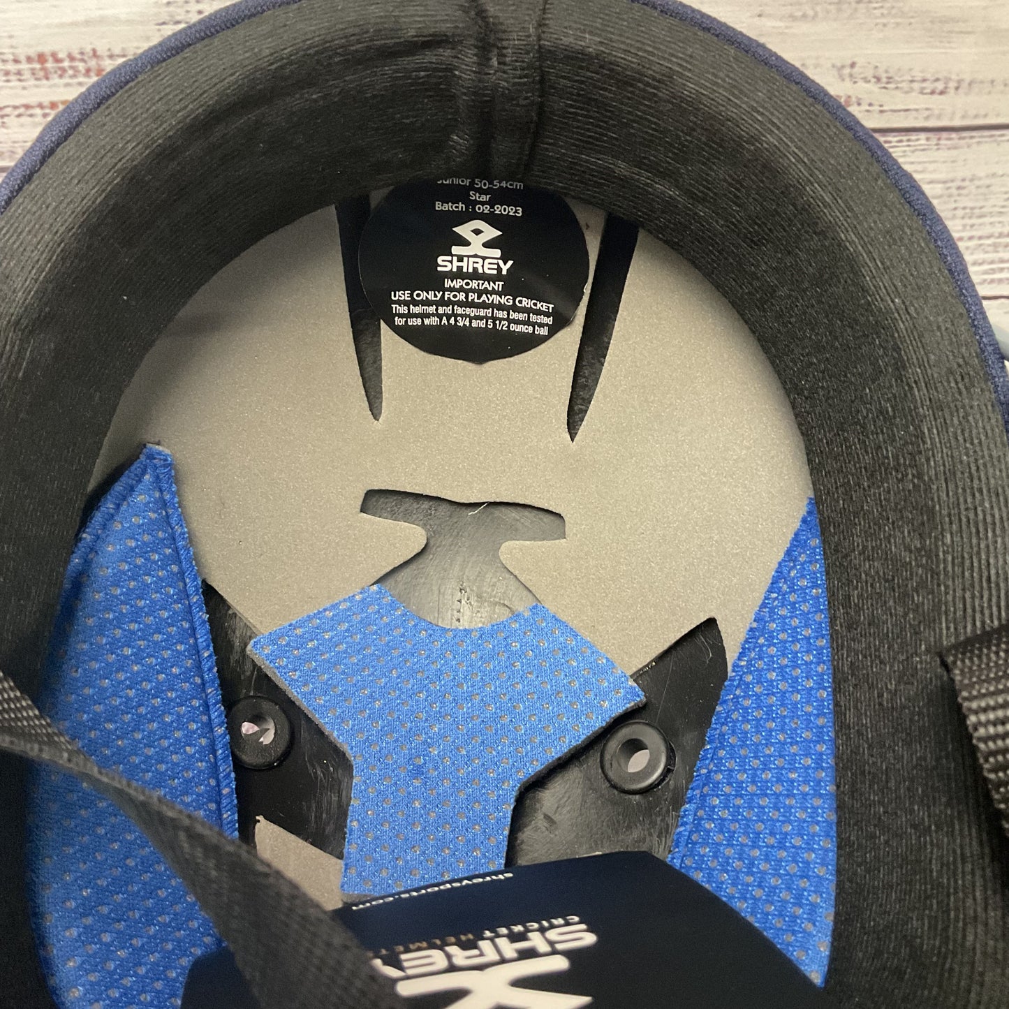 Shrey Blue Cricket Helmet Junior 50-54cm New Helmet Used Face Guard