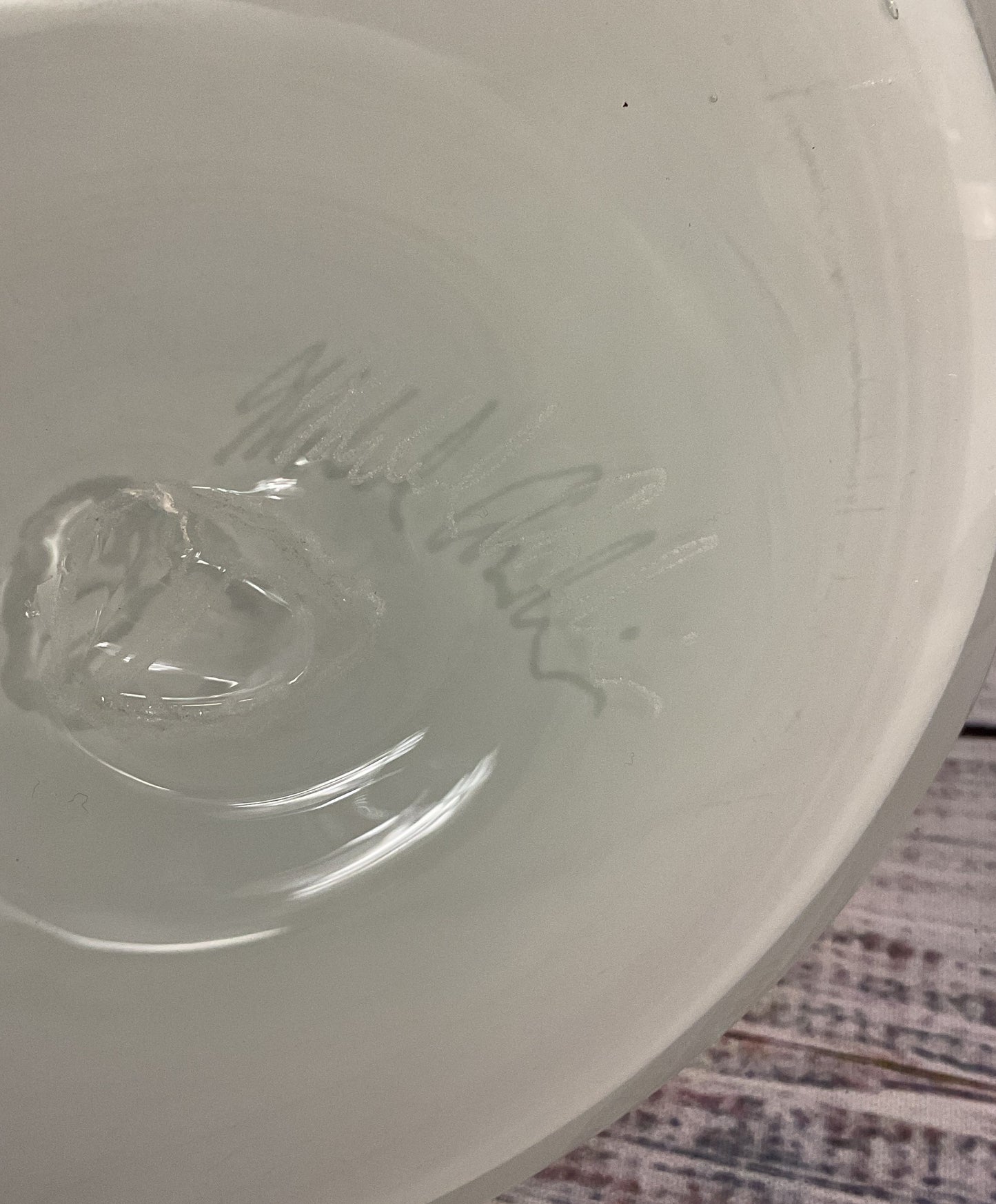 Hand Blown Modern Milk Vase Signed Cream White