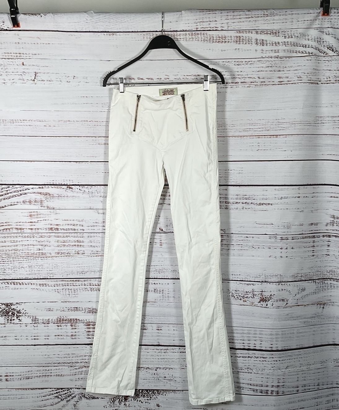 RARE Vintage 70's Chemin De Fer White Straight Leg Double Zip Pants - Size 27"
