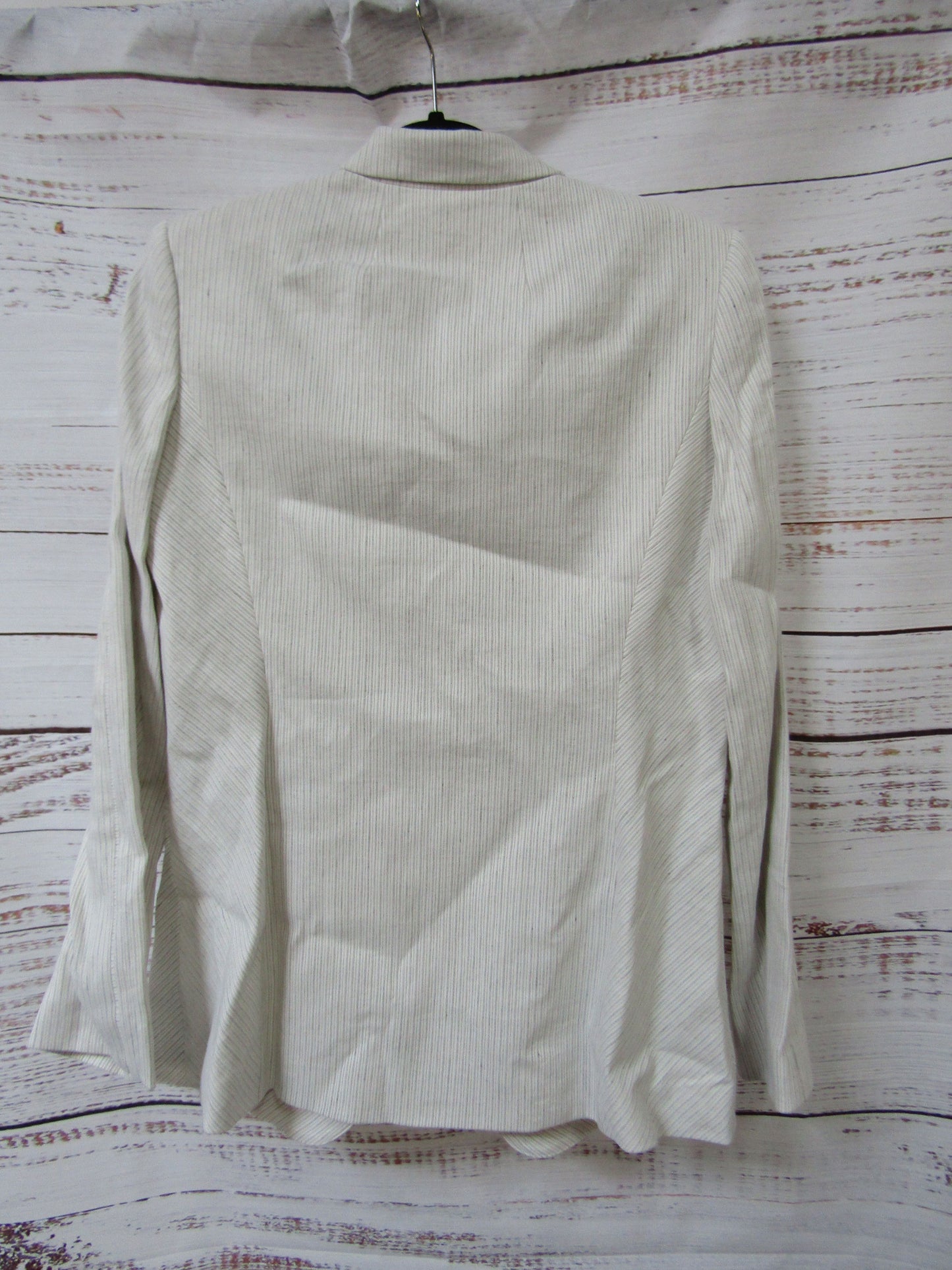 Elie Tahari Ivy Women's White Striped Linen Blend Blazer Jacket Size 12