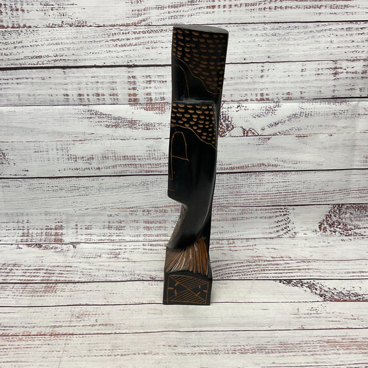Jack's Of Fiji Hand Carved Wooden Mother Of Pearl Inlay Statue 12"