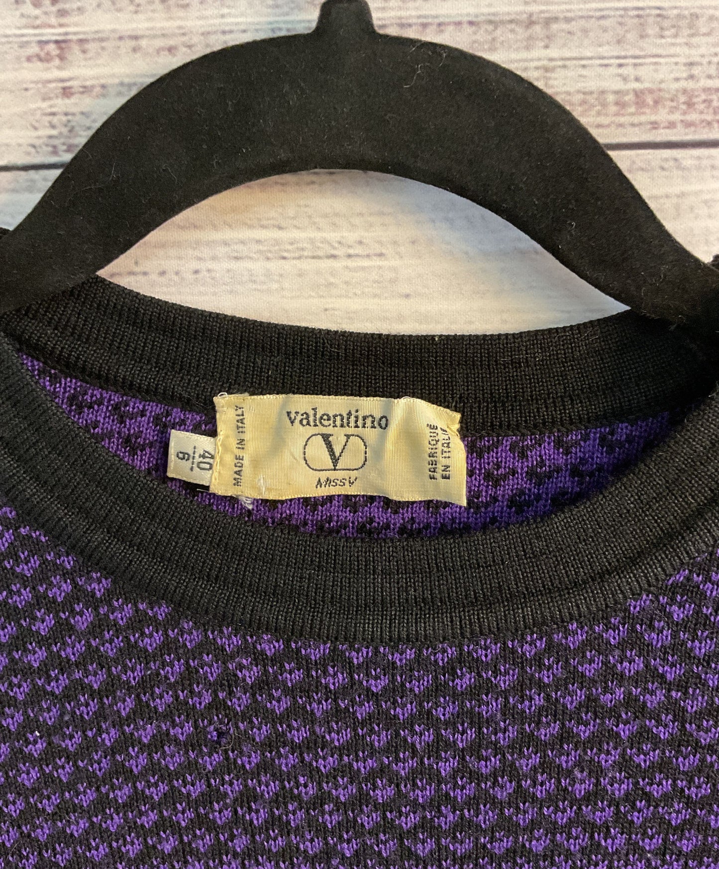 Valentino Miss V Purple and Black Wool Sweater - Size 6