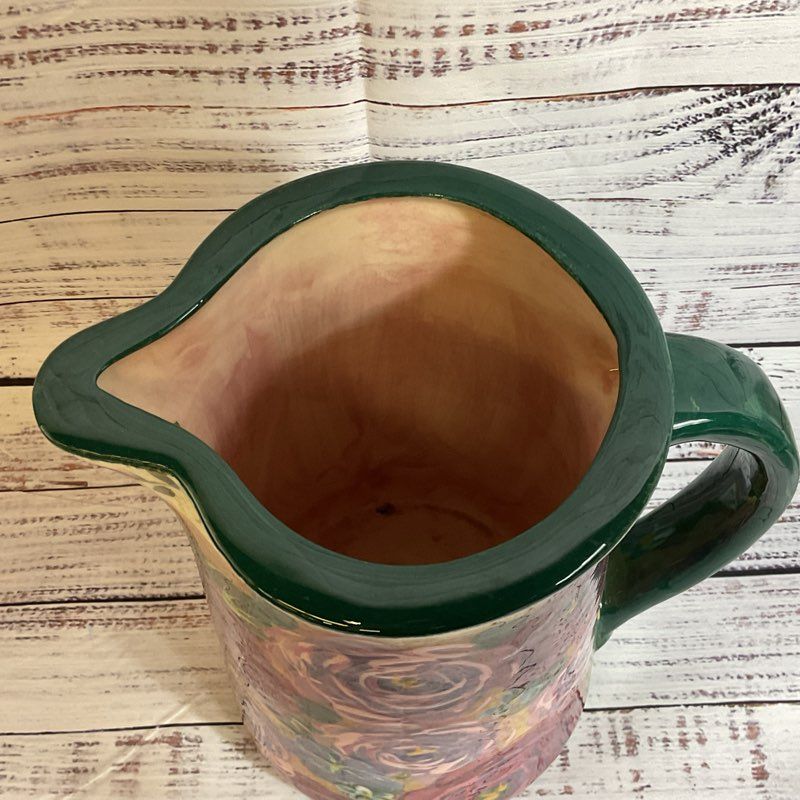 LESAL Ceramics Handcrafted Floral Pitcher- 8.5"