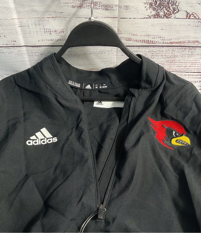 Louisville Cardinals Shirt Men's Medium Adidas Black 1/4 Zip Short Sleeve