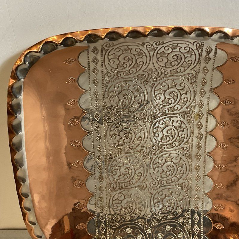 VTG. DAVID MIRO Copper & SilverPlate Decorative Hanging Plate- 7.5"