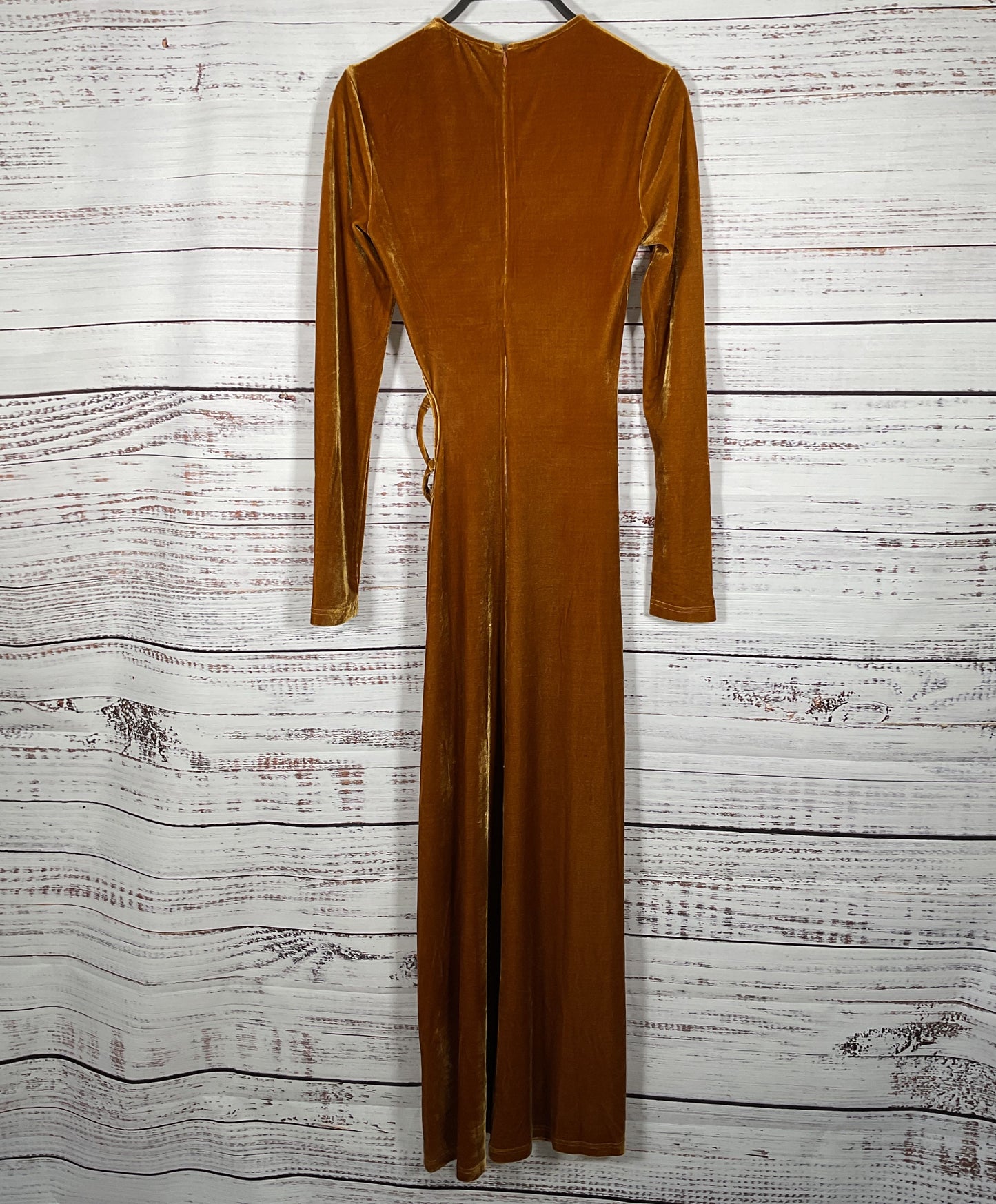 Hansel & Gretel Cortina Women's Honey Velvet Slit Leg Maxi Dress Size XS