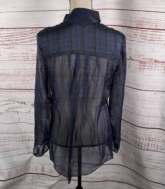 Theory Theyskens Sheer Long Sleeve Shirt Blue S
