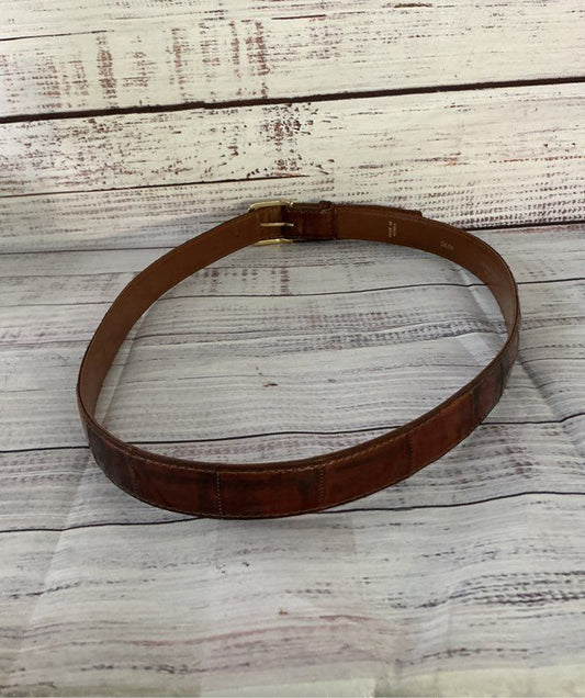 Men's Eelskin Brown Leather Belt Size 34