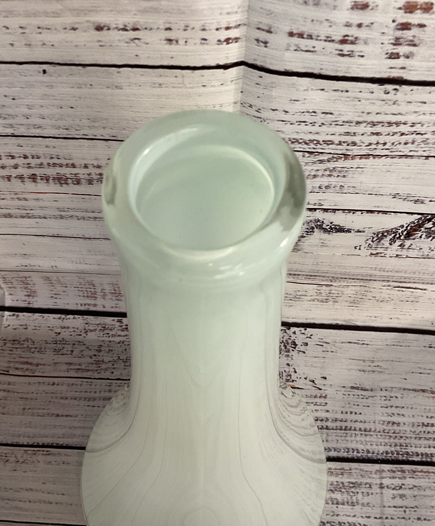 Hand Blown Modern Milk Vase Signed Cream White