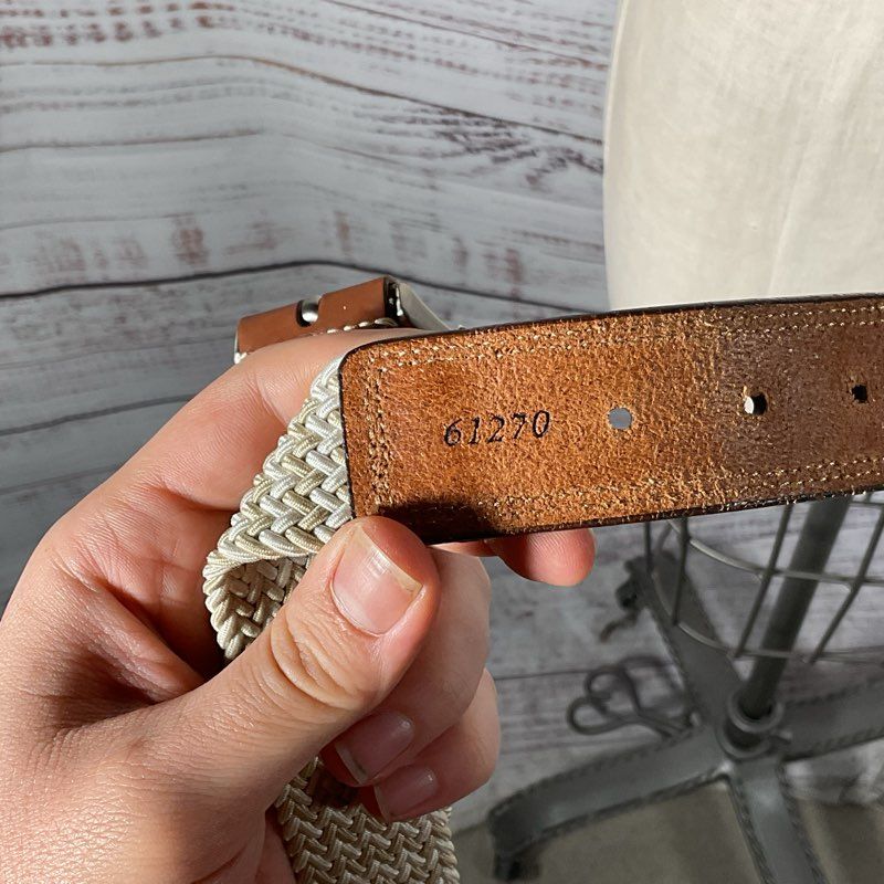 Martin Dingman Woven Elastic Leather Brushed Nickel Buckle Western Belt 38/95
