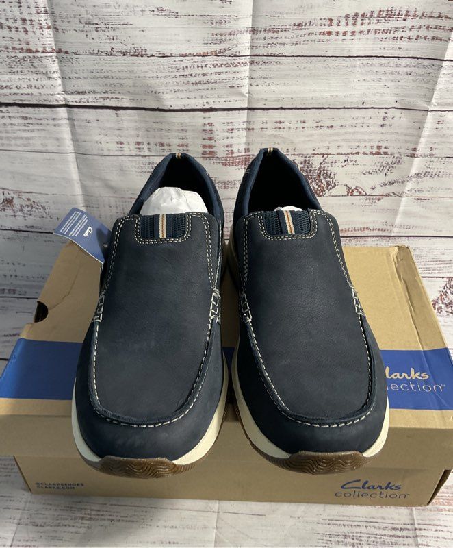 NEW CLARKS Sailview Step Slip-On Shoe Men's Size US 12 M Navy Nubuck