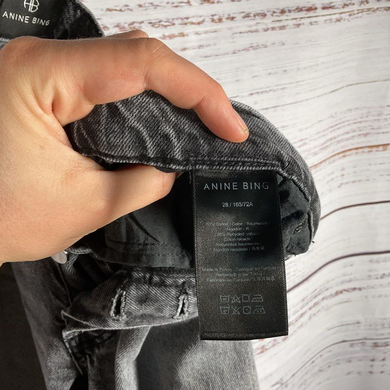 Anine Bing Charcoal Denim Kate Straight Leg Women's Jeans - Size 28