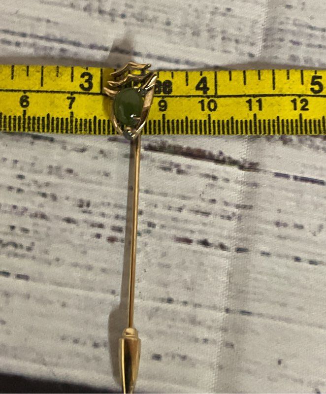 ANSON Sterling Silver Jade Vintage Stick Pin
