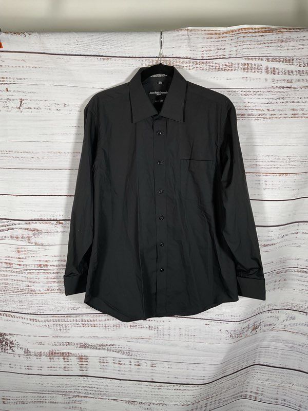 Men's Jean Paul Germain Black Long Sleeve Button Up Black Shirt Size 32/33 15.5