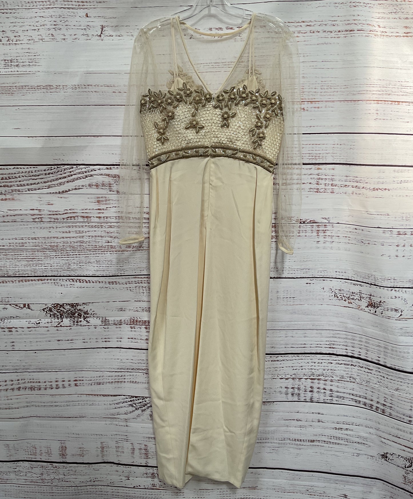 Rina Di Montella Women's Off White Faux Pearl Accent Dress Size 6