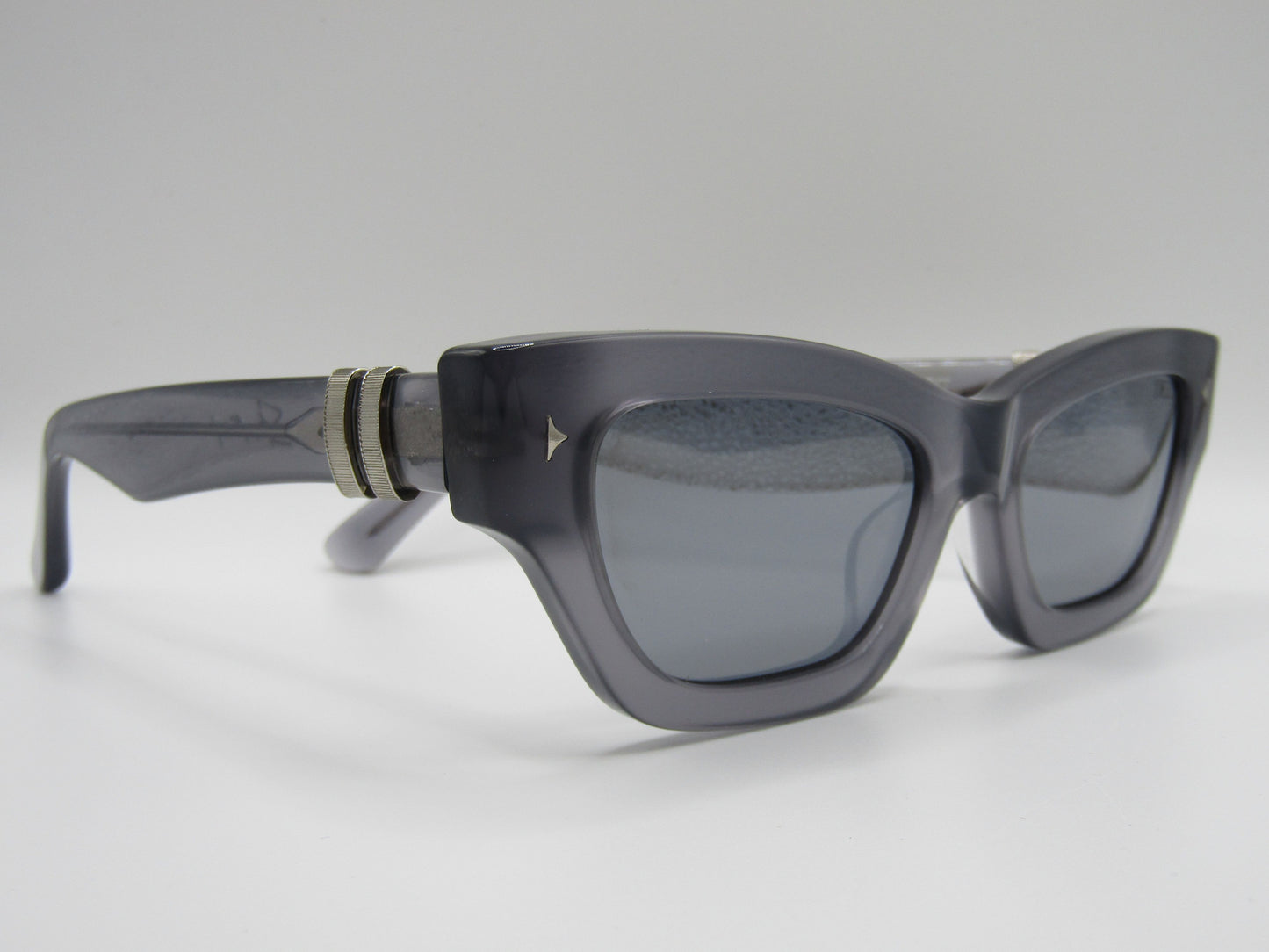 Dezi Stacked Women's Gray Smoke Acetate Cat Eye Sunglasses