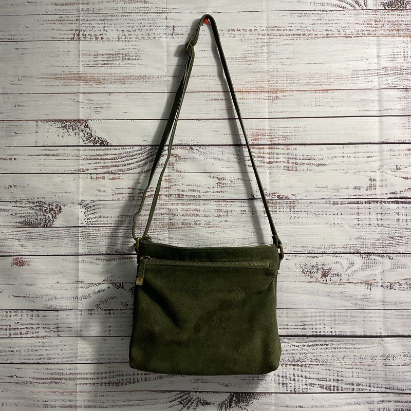 Margot New York Green Suede Crossbody Shoulder Bag Purse