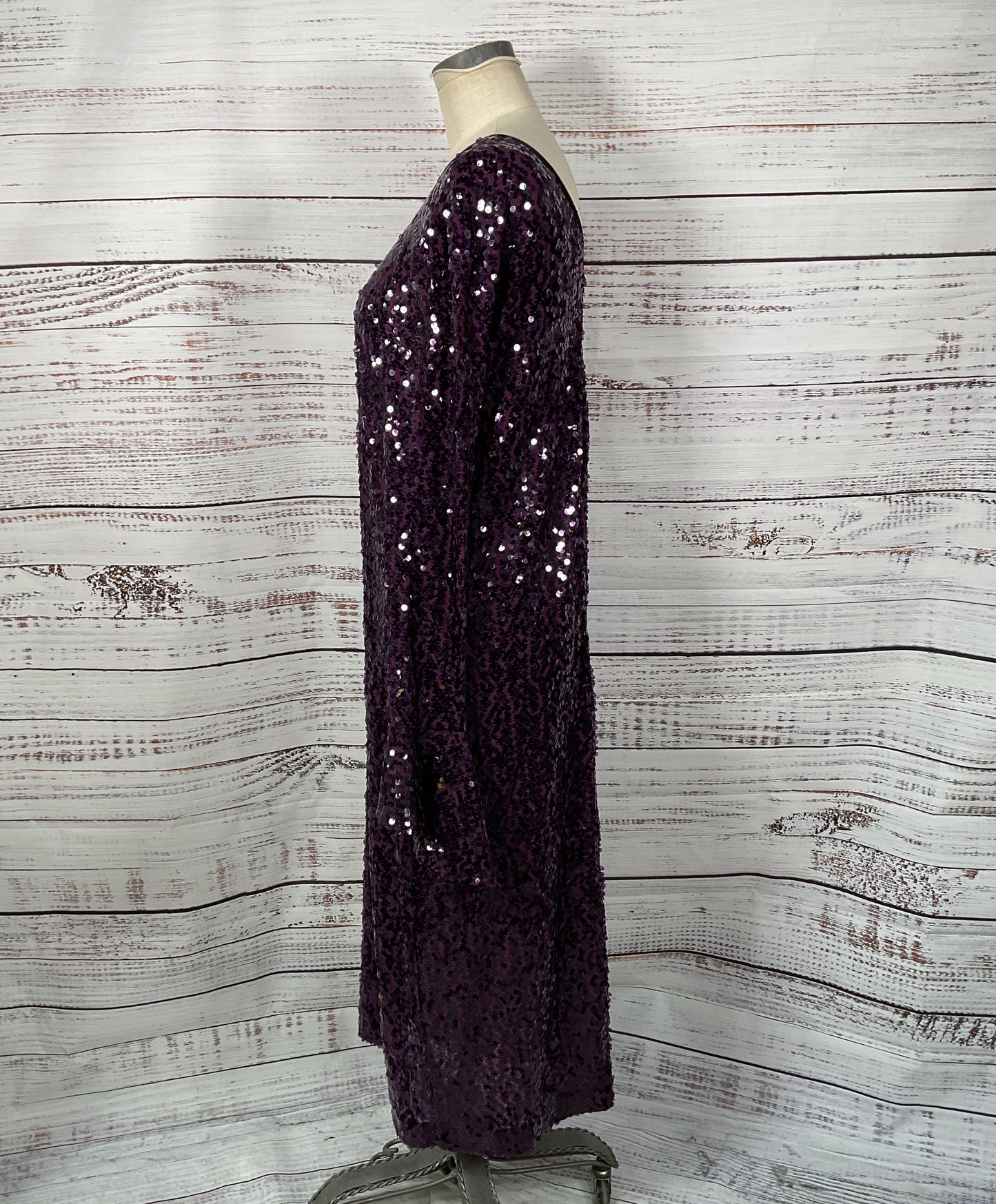 Mantu Purple Sequin Formal Dress - Size Large