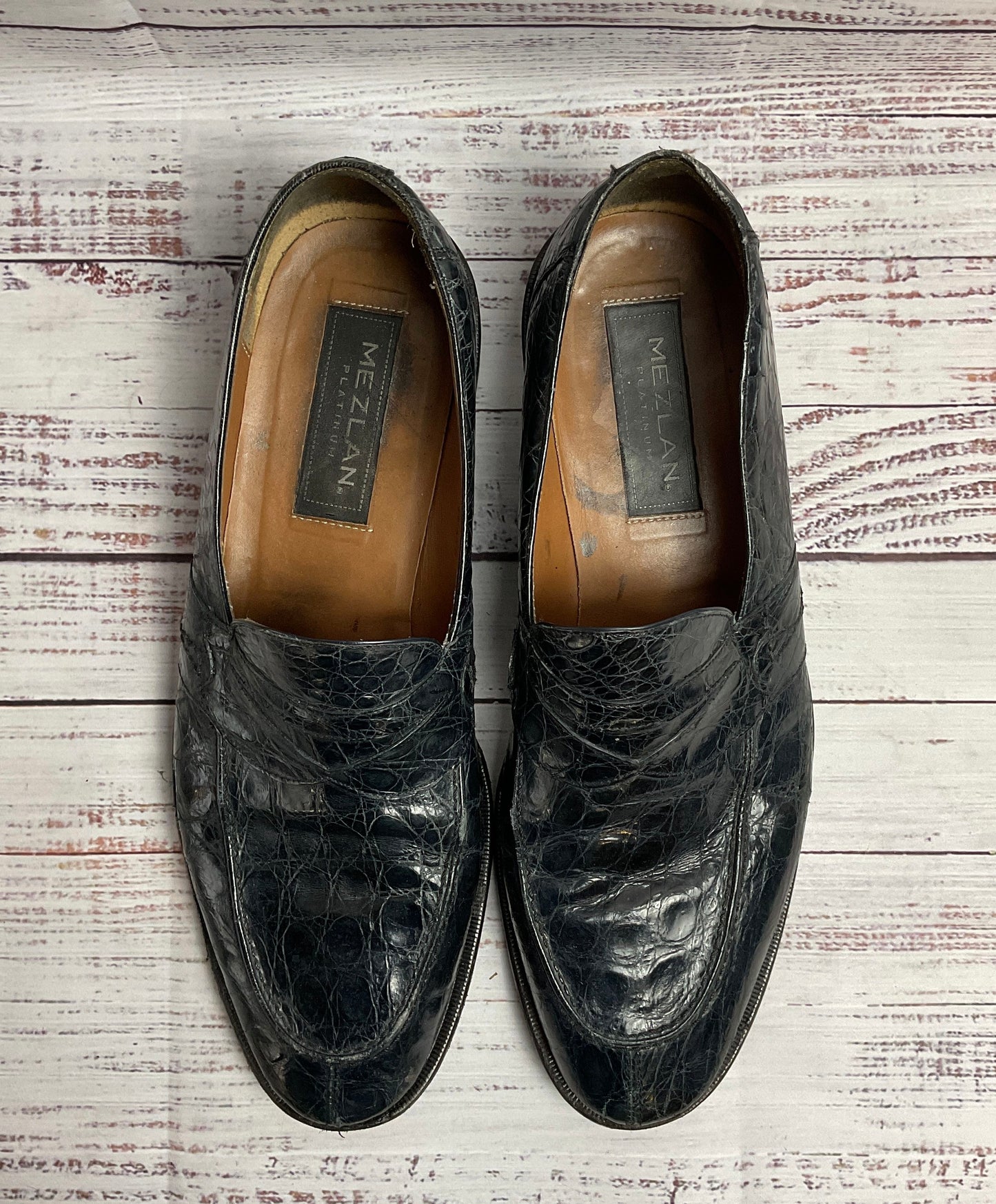Mezlan Platinum Trepuzzi Black Leather Slip-On Loafer- Men's size 11