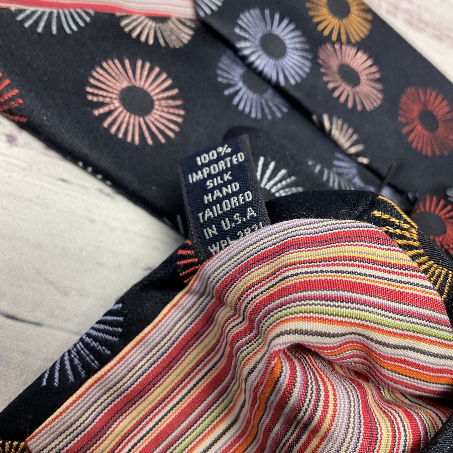 Ted Baker London Navy Blue Multi Color Embroidered Silk Neck Tie - Size 60"L 4"W