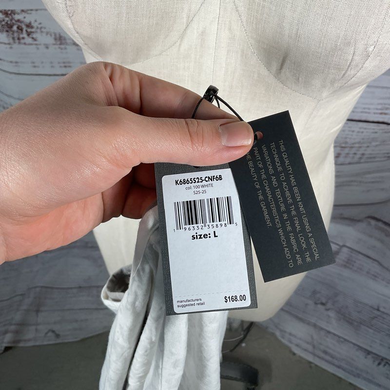 NWT John Varvatos Reyes White/Gray Reversible Crewneck T-shirt Size L MSRP $168