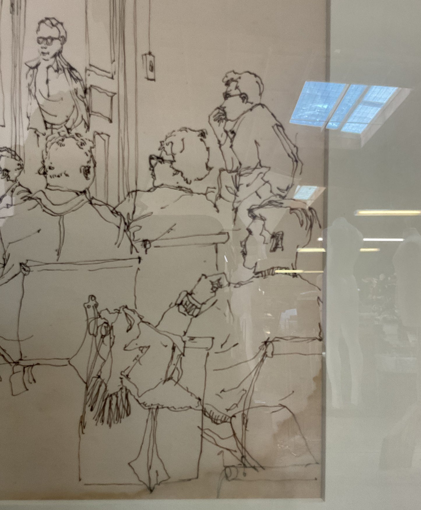 Vintage L. Levy Classroom Courtroom Gathering Pen Sketch