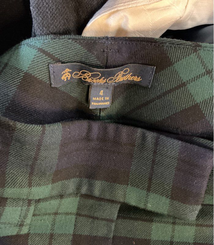 Women's Brooks Brothers Green and Navy Trouser Pants Size 4