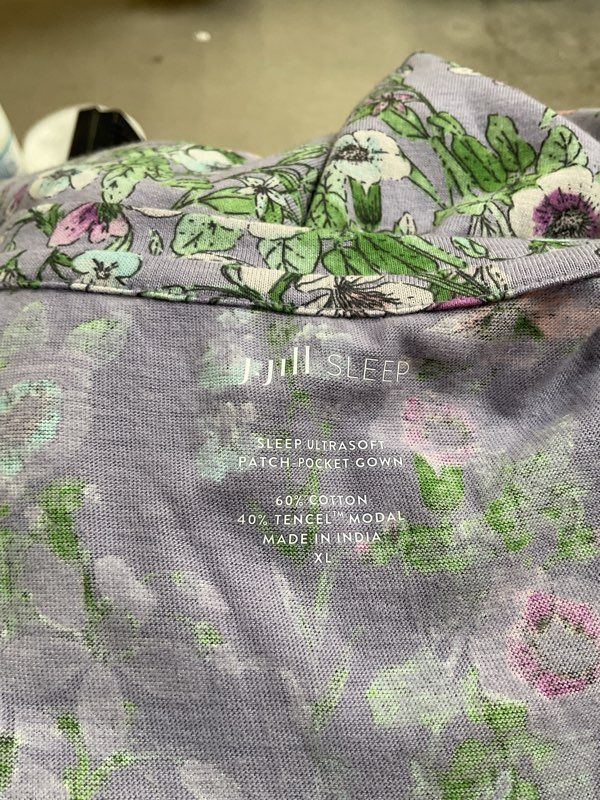 NWT Women's J Jill Sleep Ultrasoft Relaxed Tee Floral Pattern Purple Size XL