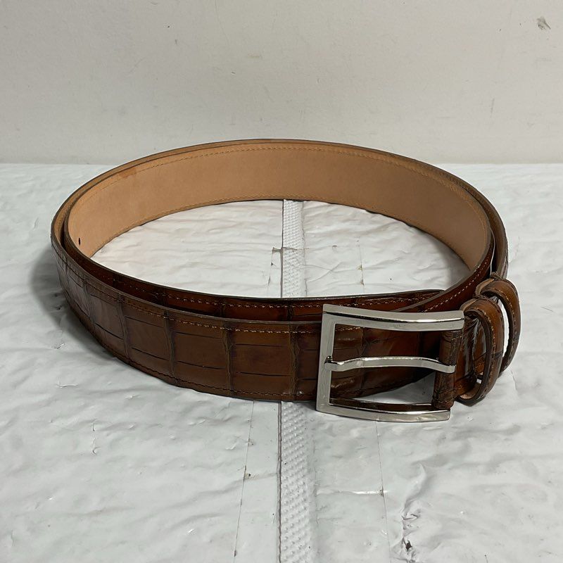 NEW IN BAG Martin Dingman Chestnut Alligator Grain Belt Nickel Buckle 110/44