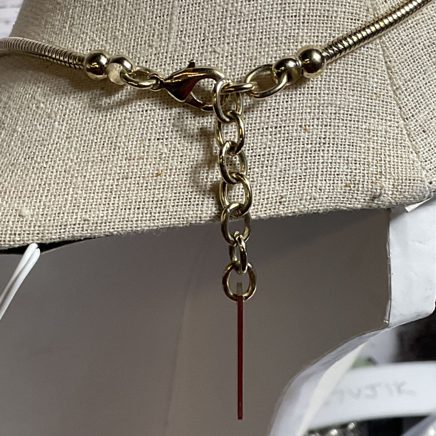 LAFAYETTE Silver Tone & Rhinestone Bar Pendant Necklace (MISSING 2 STONES)