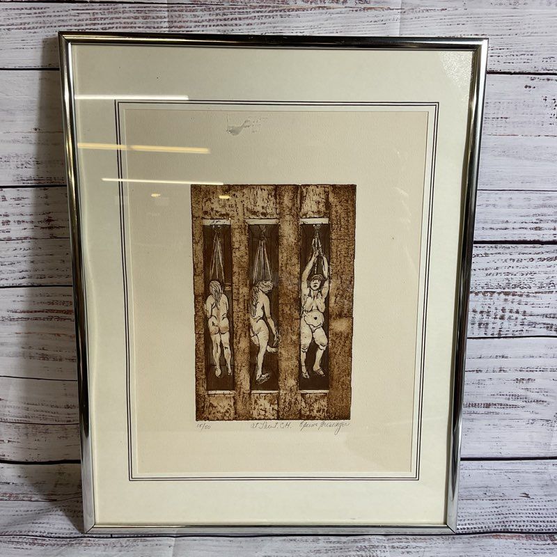 Pencil Signed ELAINE GEISINGER "Three Women Showering" Lithograph/Print