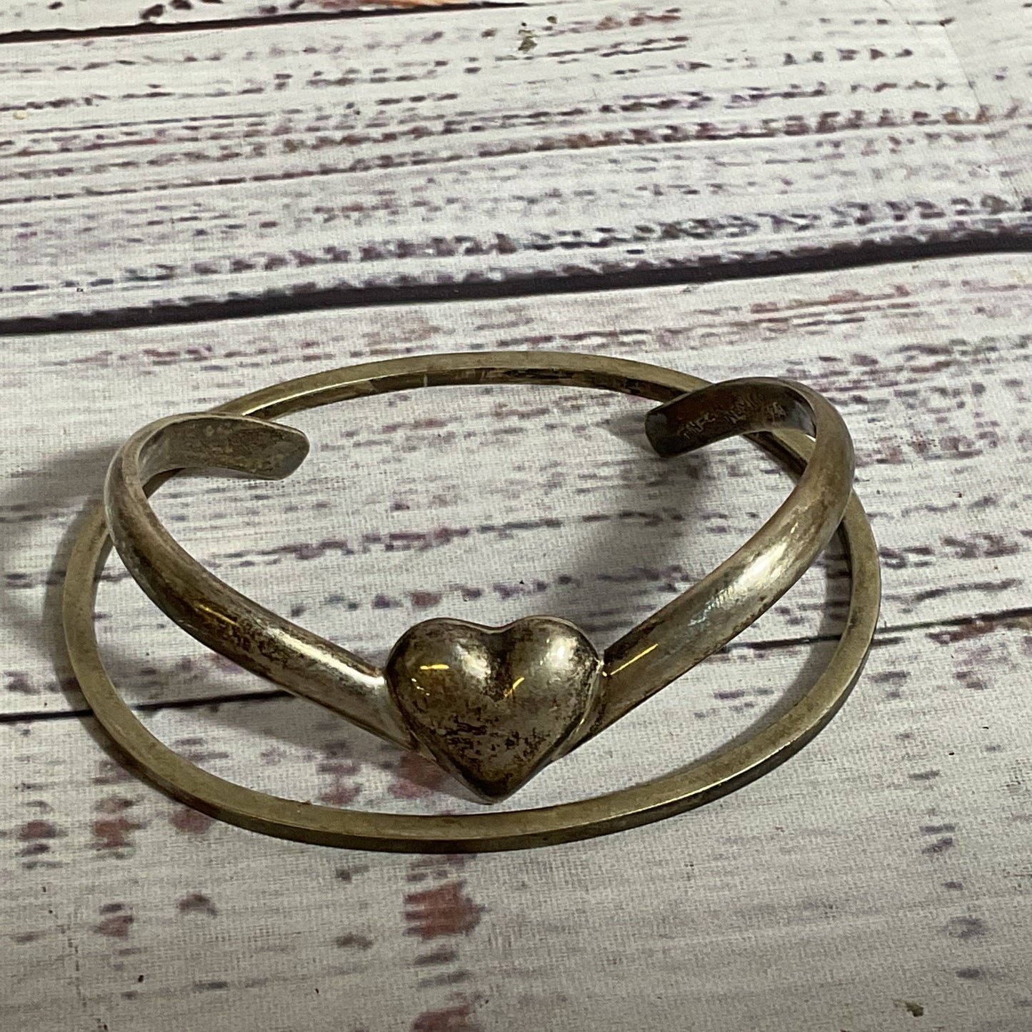 TAXCO MEXICO Sterling Silver Bangle & Heart Cuff Bracelets- 33.51g