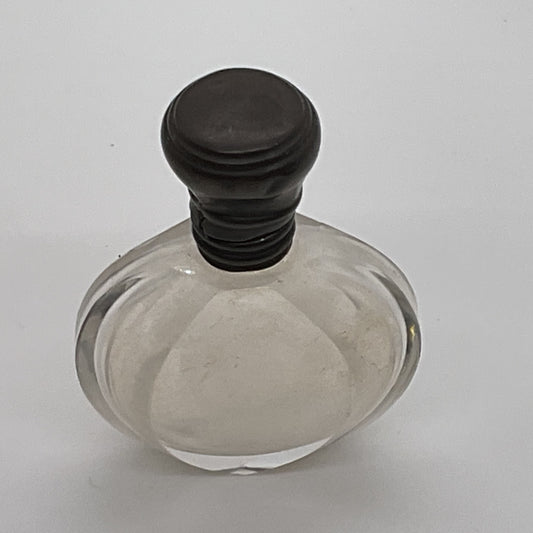 VTG/ANTIQUE Silver Tone Clear Glass Perfume Bottle Hinged Lid and Stopper- 2.25"