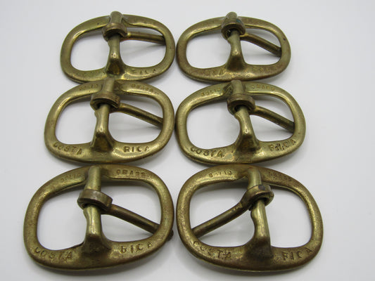 Lot of 6 Vintage Brass Belt Buckles Made in Costa Rica