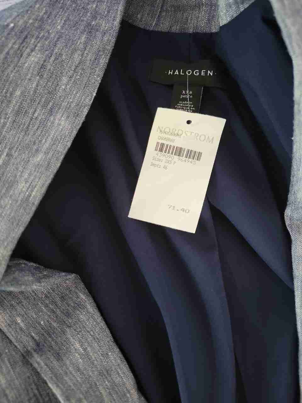 NWT Women's Halogen Blue Jacket w/ruched sleeves Size XXS