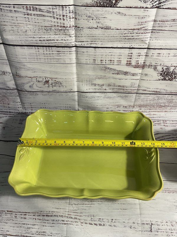 Arenito Stoneware Green Casserole Tray Made In Portugal 14.5" X 10.5"