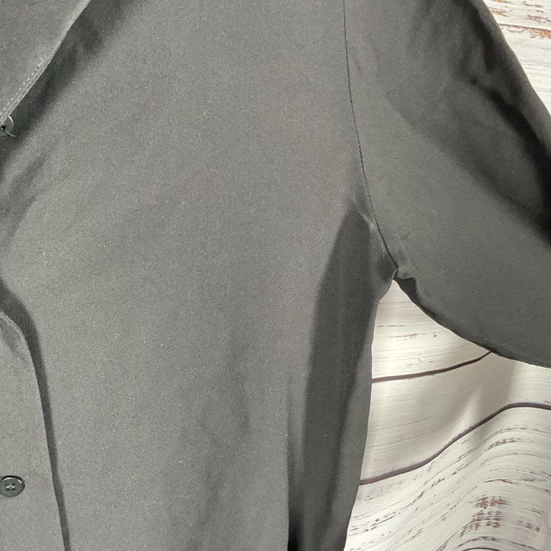 Harari 100% Silk Black Mandarin Collar Blouse - Size M